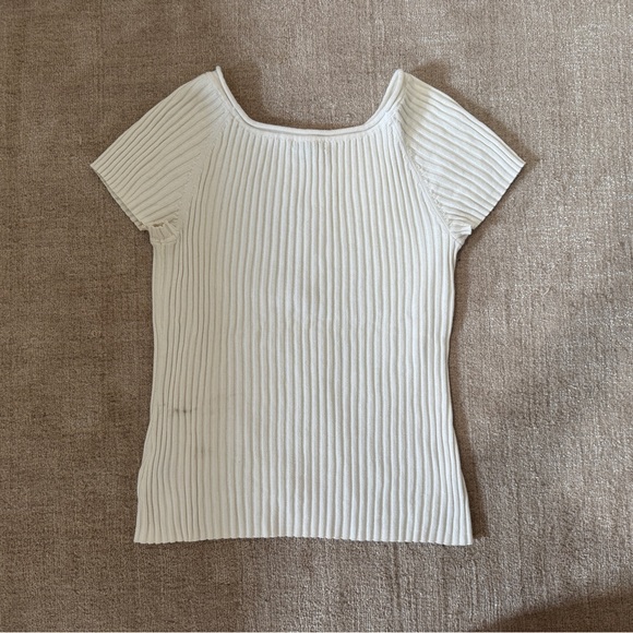 Ivory Ribbed Short Sleeve Top - Picture 4 of 4